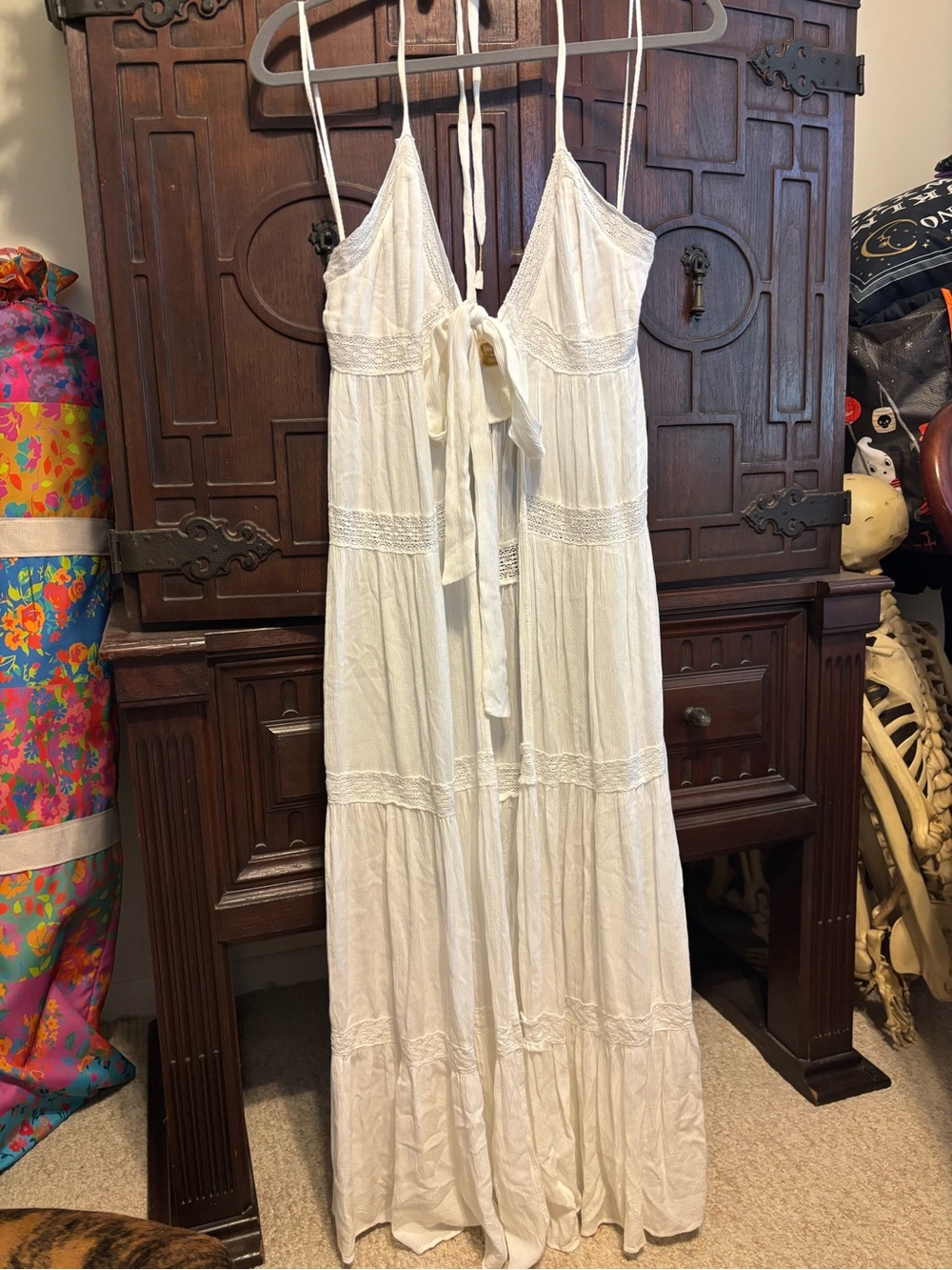 Free People White Crochet Tie-Front Maxi Tank - Picture 3 of 5